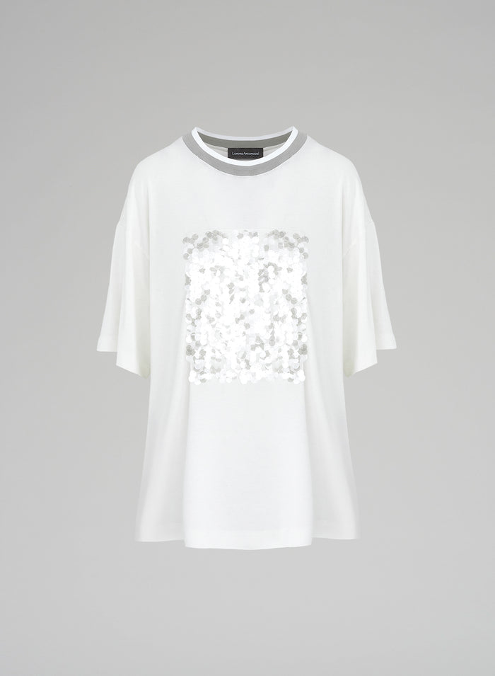 COTTON T-SHIRT WITH SEQUINS