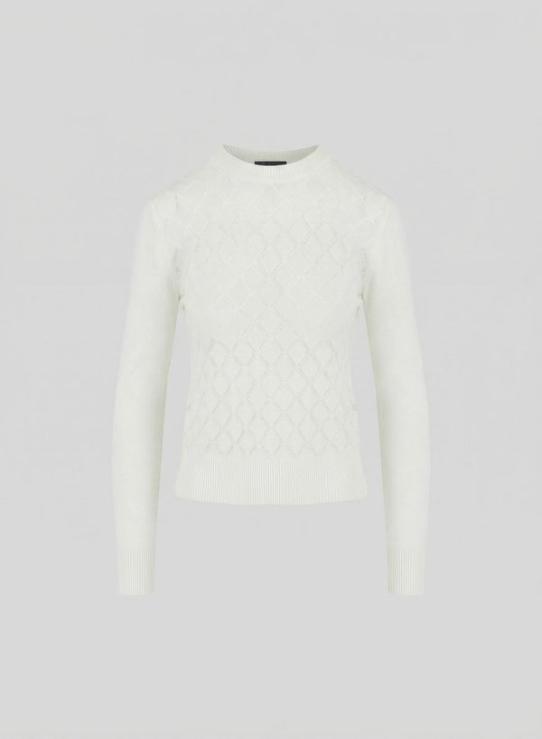 MAGLIA IN COTONE CON MOTIVO A ROMBI SFRANGIATI