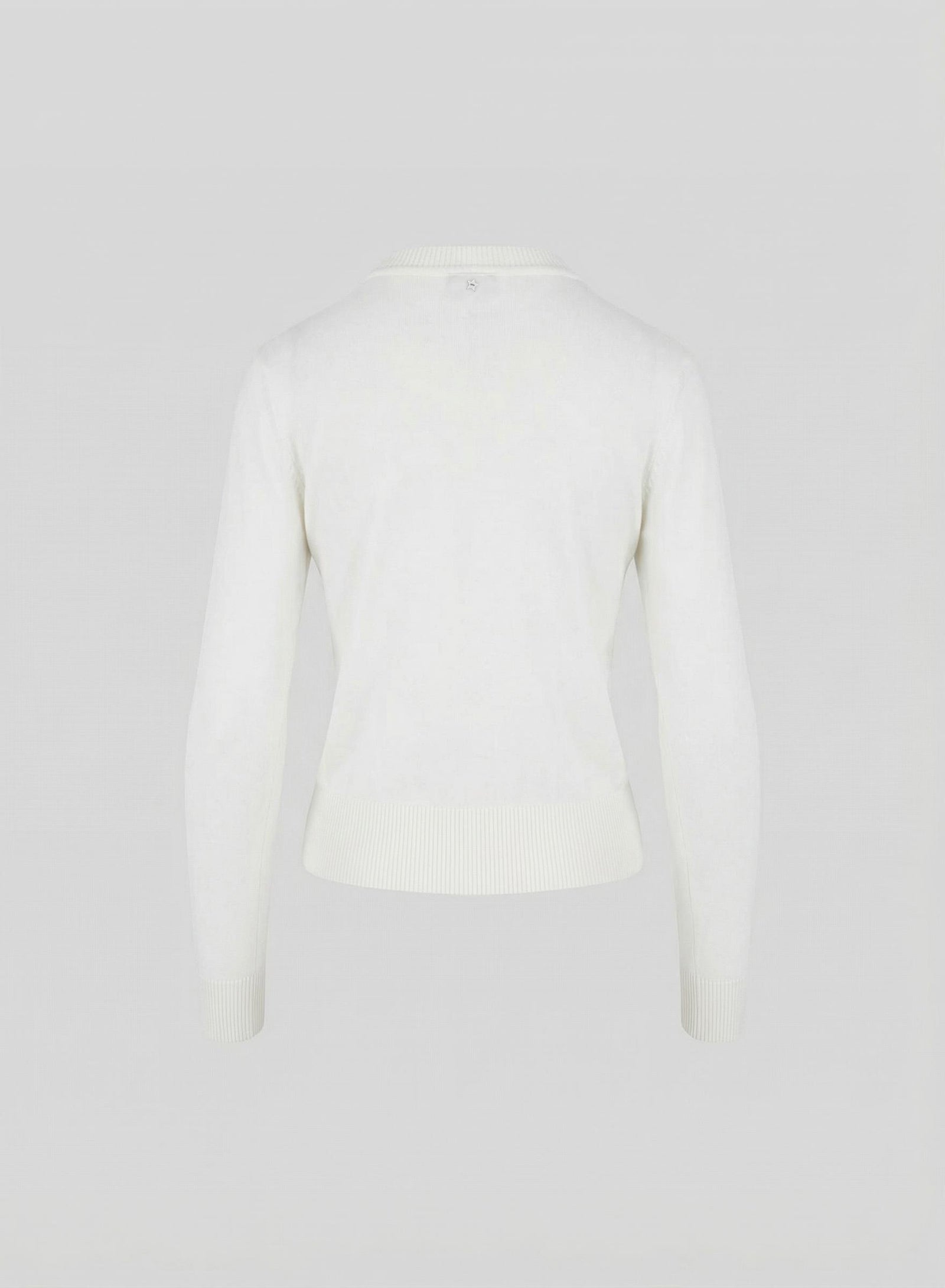 COTTON SWEATER WITH FRINGED RHOMBUS PATTERN