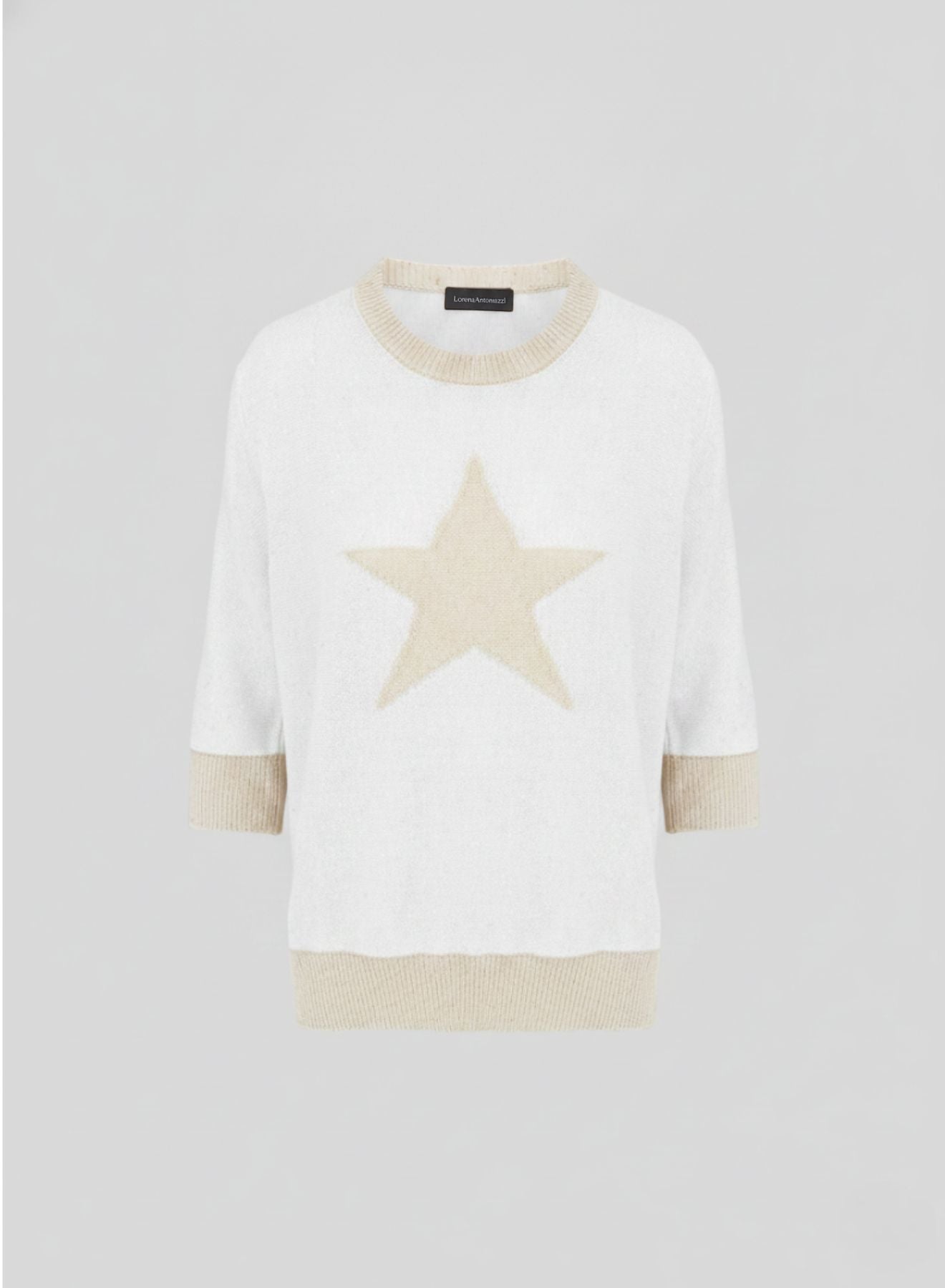 MAGLIA IN COTONE MORBIDO CON INSERTO PAILLETTES E INTARSIO A STELLA