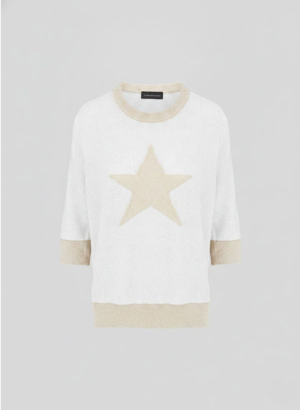 SOFT COTTON JUMPER WITH SEQUIN INSERT AND STAR INTARSIA