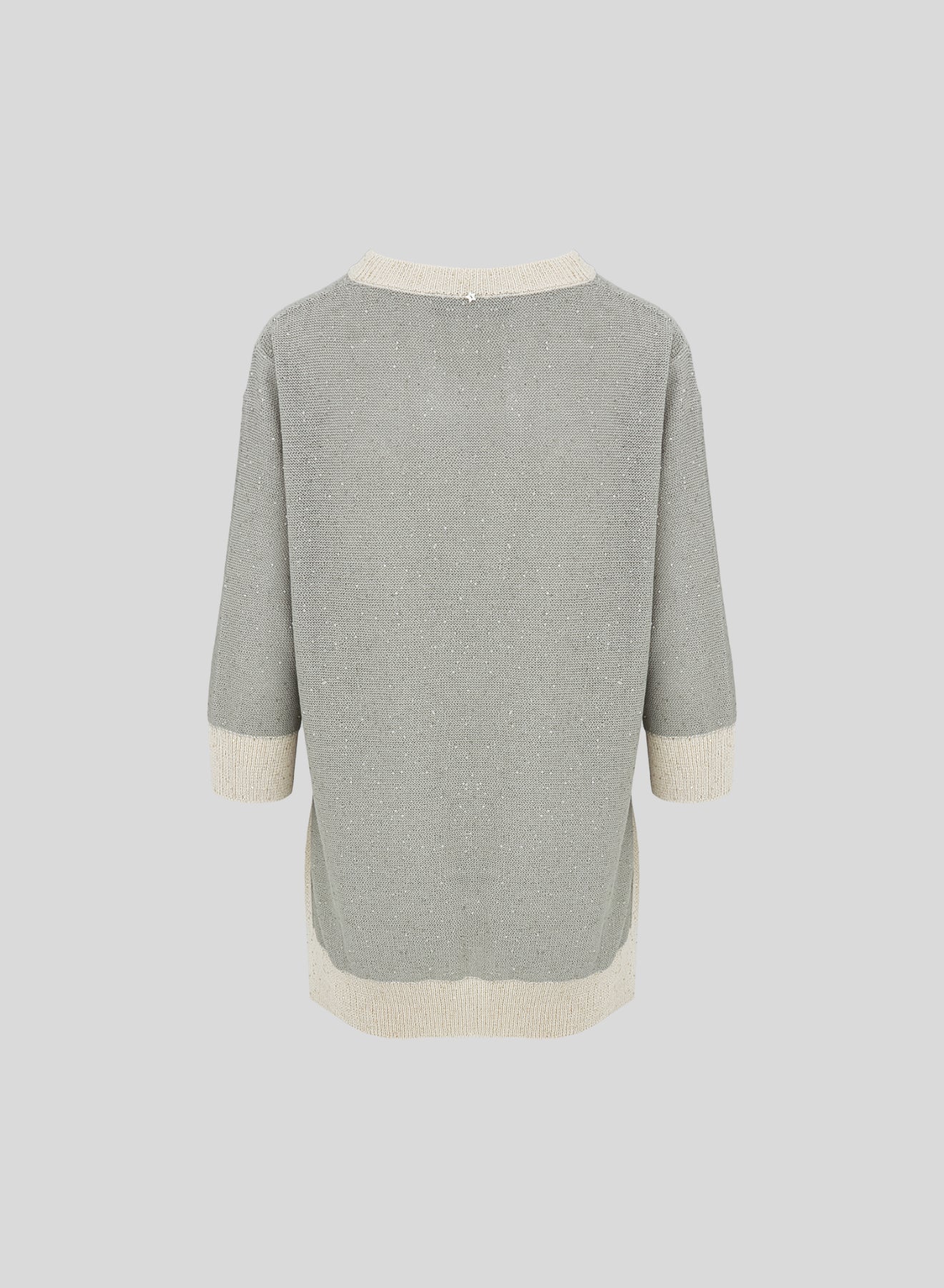 MAGLIA IN COTONE MORBIDO CON INSERTO PAILLETTES E INTARSIO A STELLA