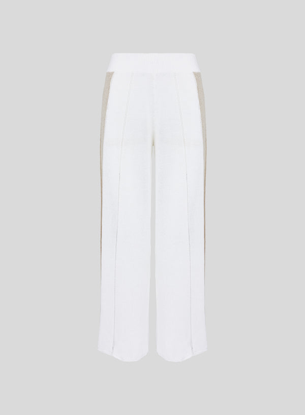 PANTALONI IN MAGLIA DI COTONE MORBIDO CON INSERTO PAILLETTES