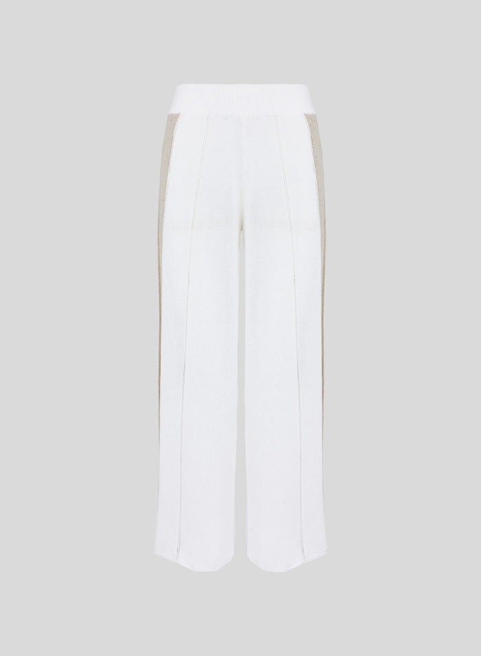 PANTALONI IN MAGLIA DI COTONE MORBIDO CON INSERTO PAILLETTES