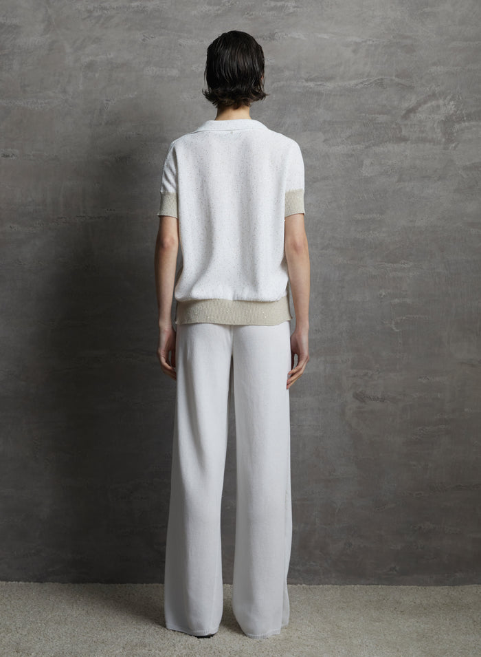 PANTALONI IN MAGLIA DI COTONE MORBIDO CON INSERTO PAILLETTES