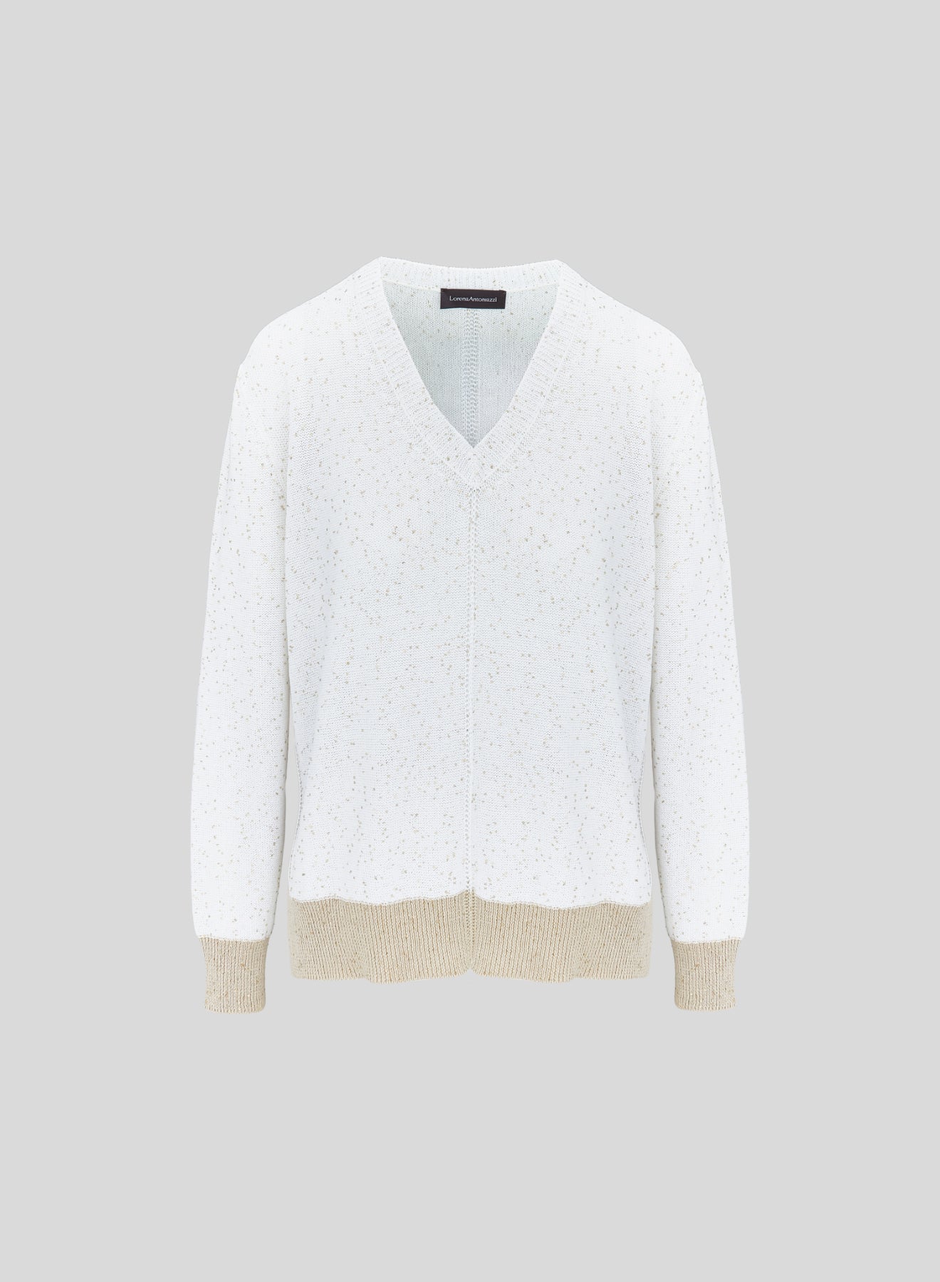 SMOOTH COTTON SWEATER WITH SEQUINS THREAD
