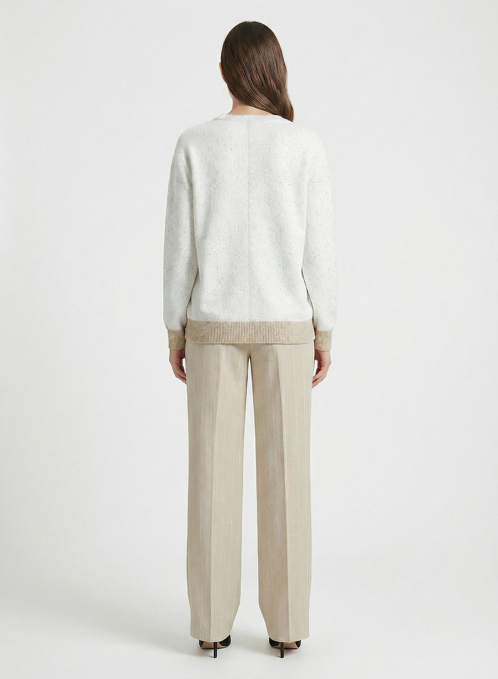 SMOOTH COTTON SWEATER WITH SEQUINS THREAD