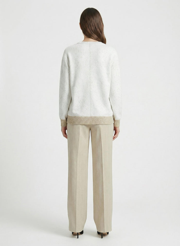 SMOOTH COTTON SWEATER WITH SEQUINS THREAD