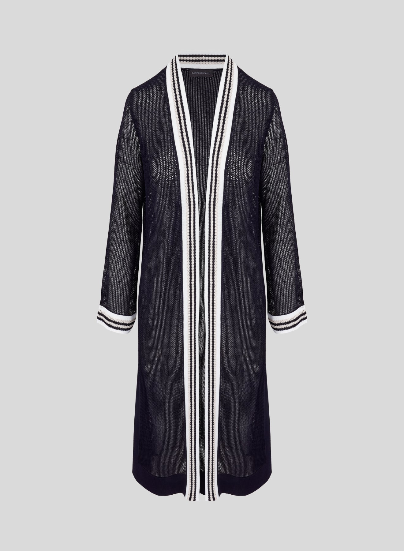CARDIGAN LUNGO IN PUNTO RETE IN MISTO VISCOSA