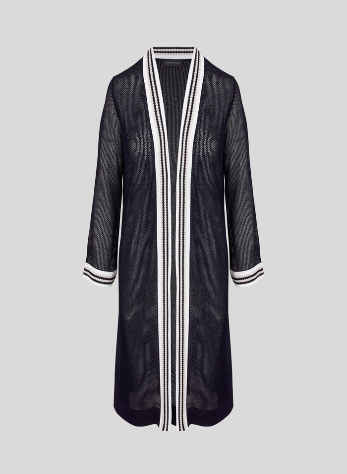 CARDIGAN LUNGO IN PUNTO RETE IN MISTO VISCOSA