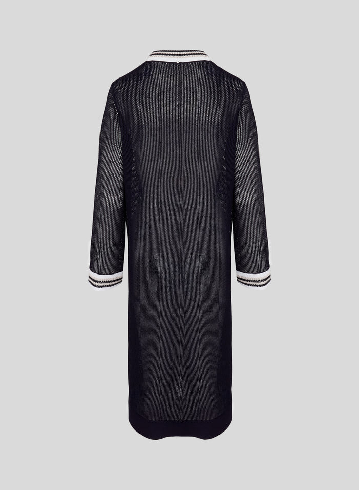 CARDIGAN LUNGO IN PUNTO RETE IN MISTO VISCOSA
