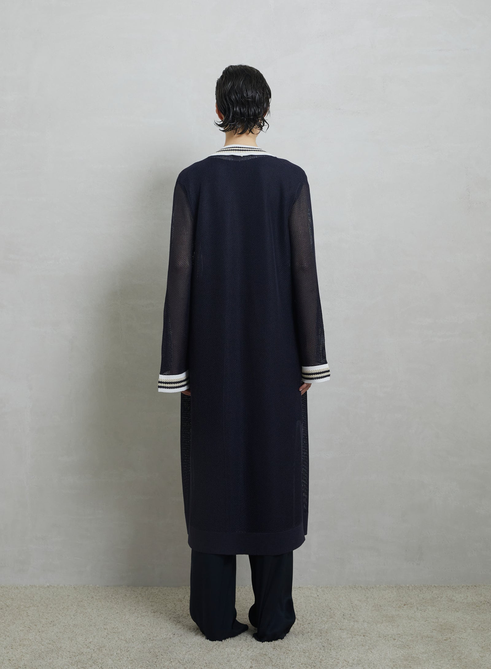 CARDIGAN LUNGO IN PUNTO RETE IN MISTO VISCOSA