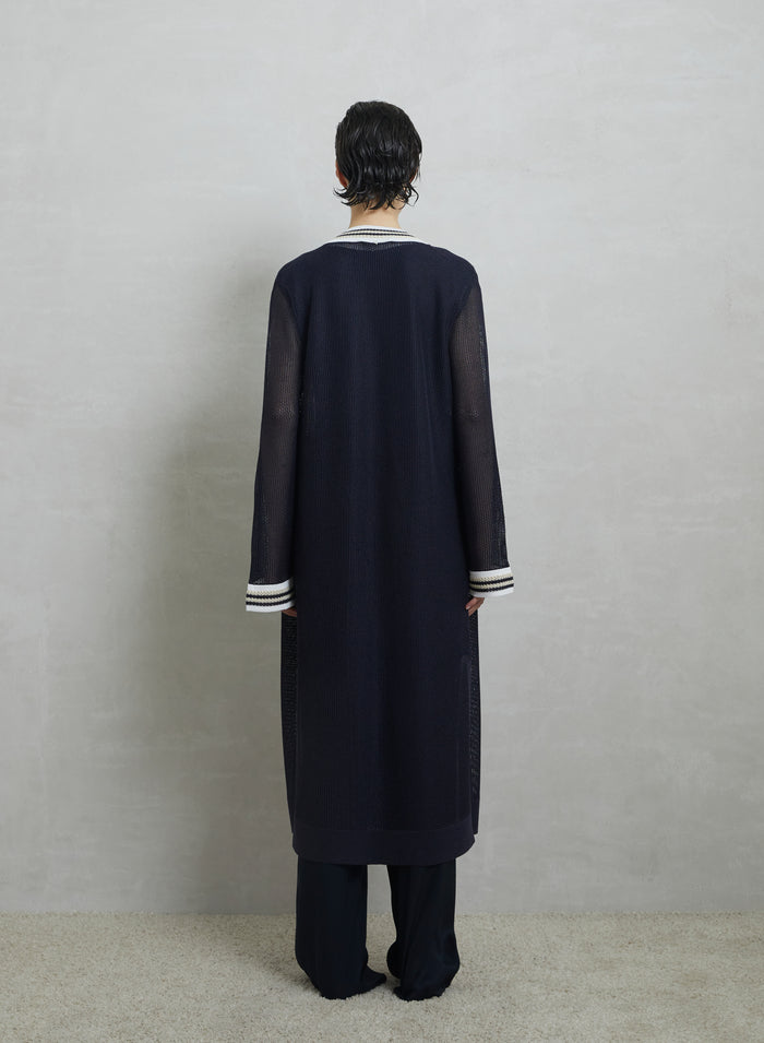 CARDIGAN LUNGO IN PUNTO RETE IN MISTO VISCOSA
