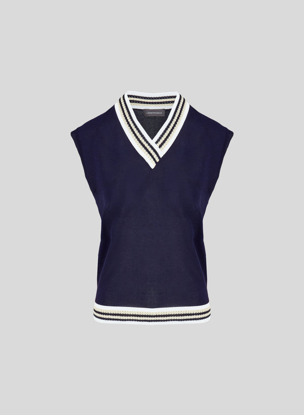 VISCOSE BLEND MESH KNIT VEST