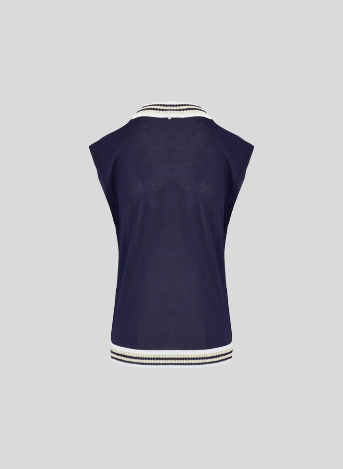 VISCOSE BLEND MESH KNIT VEST