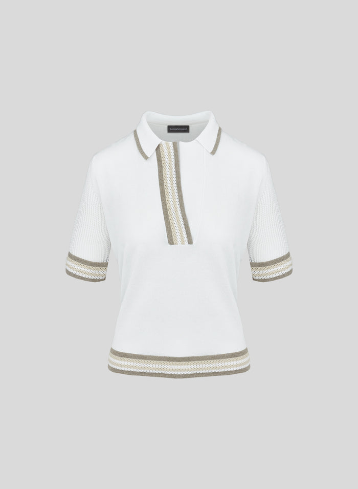 VISCOSE BLEND MESH KNIT POLO