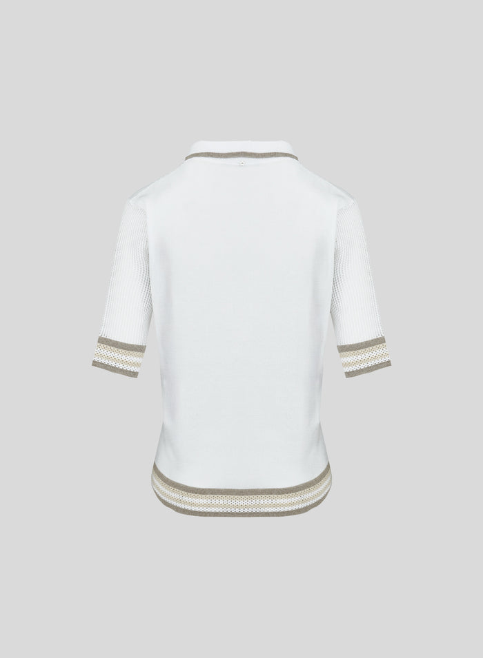 VISCOSE BLEND MESH KNIT POLO
