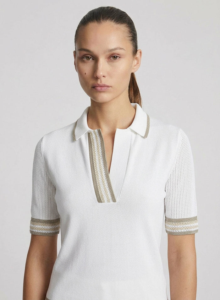 VISCOSE BLEND MESH KNIT POLO