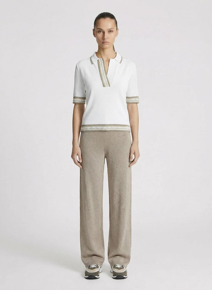 VISCOSE BLEND MESH KNIT POLO