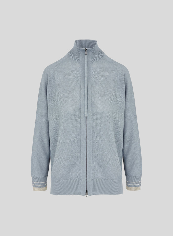 VISCOSE BLEND RICE-STICH KNITTED SWEATSHIRT