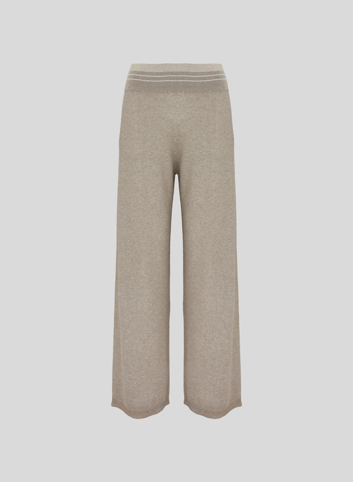 VISCOSE BLEND RICE-STICH KNITTED PANTS