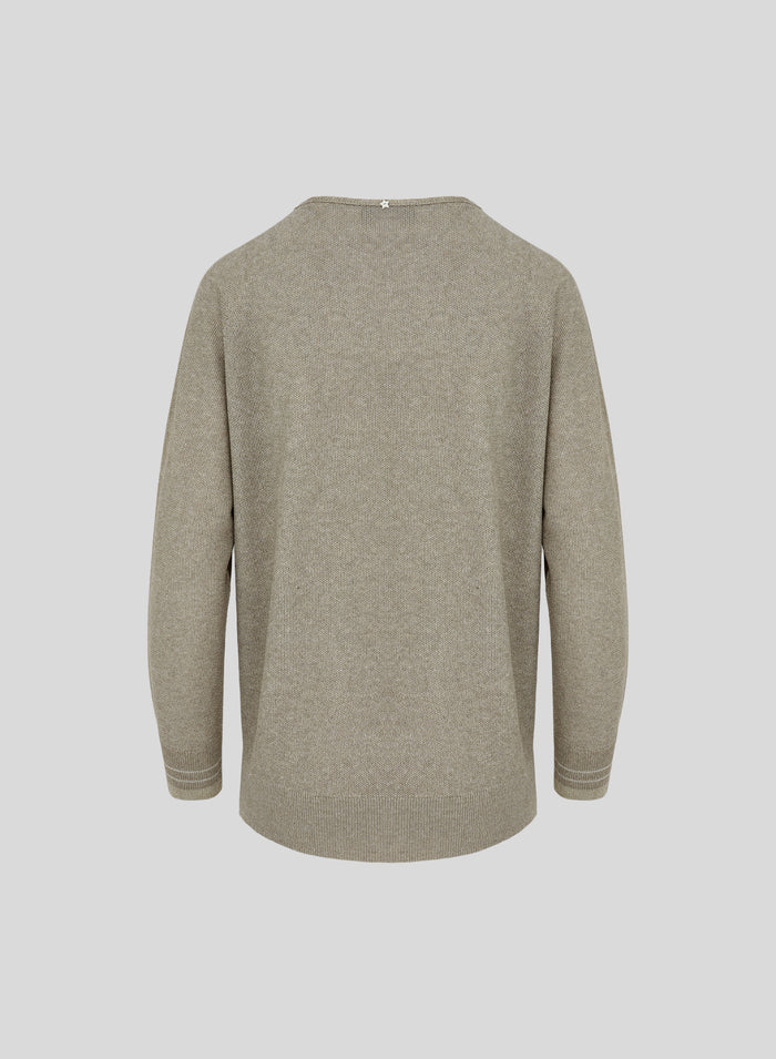 VISCOSE BLEND RICE-STICH KNITTED SWEATER