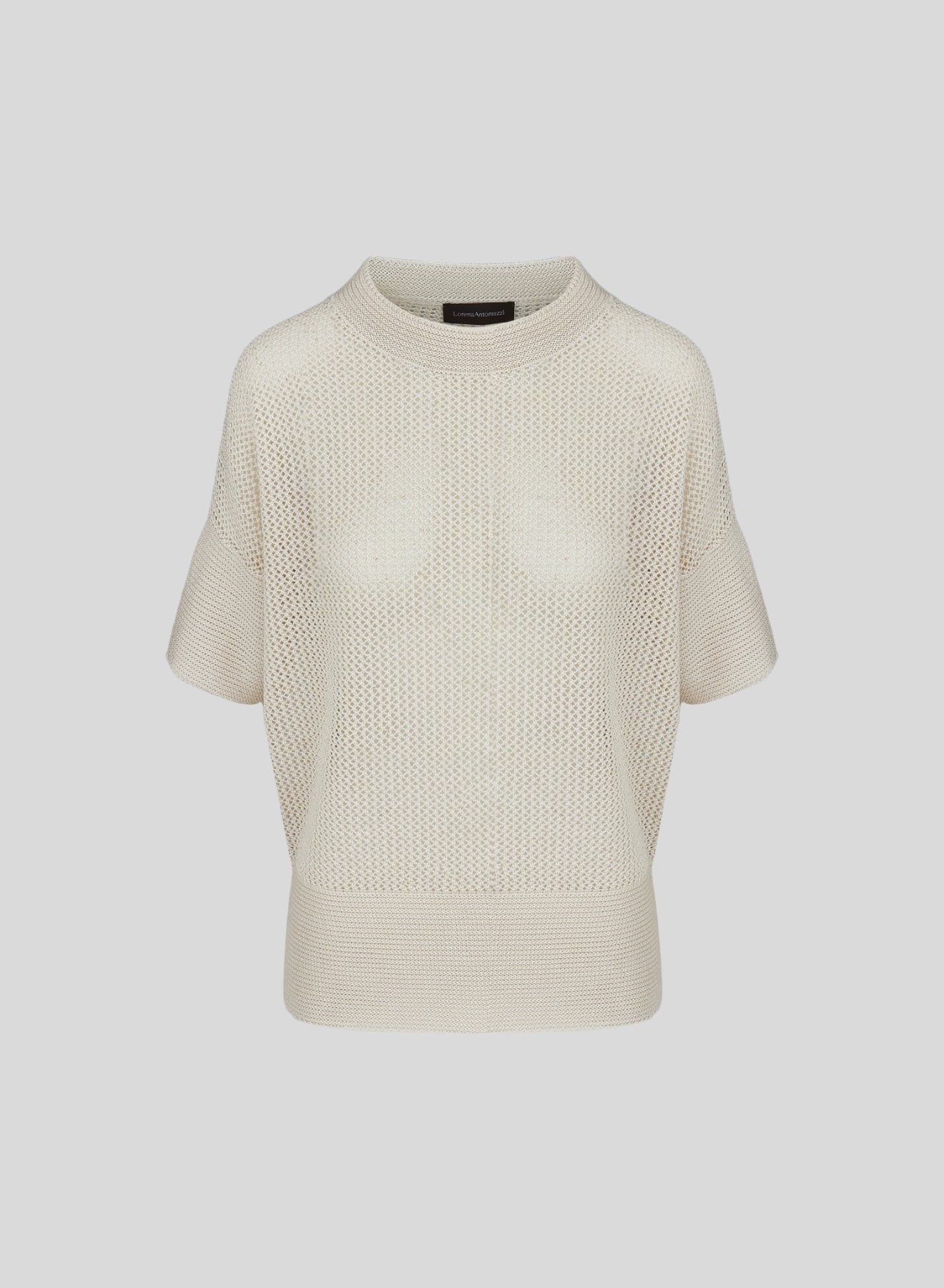VISCOSE BLEND MESH KNIT TOP WITH SEQUINS
