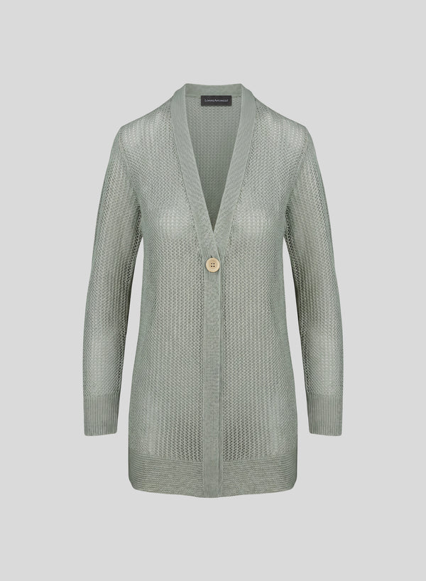 CARDIGAN IN PUNTO RETE IN MISTO VISCOSA CON PAILLETTES