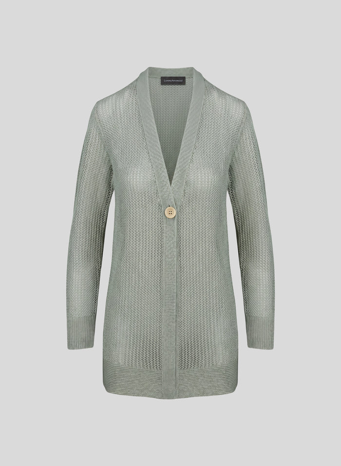 CARDIGAN IN PUNTO RETE IN MISTO VISCOSA CON PAILLETTES