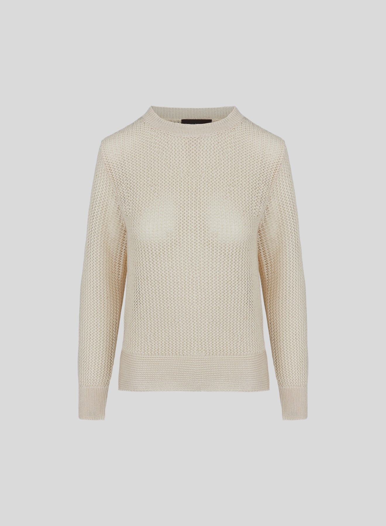 LINKS AND MESH STITCHED VISCOSE SWEATER WITH SEQUINS