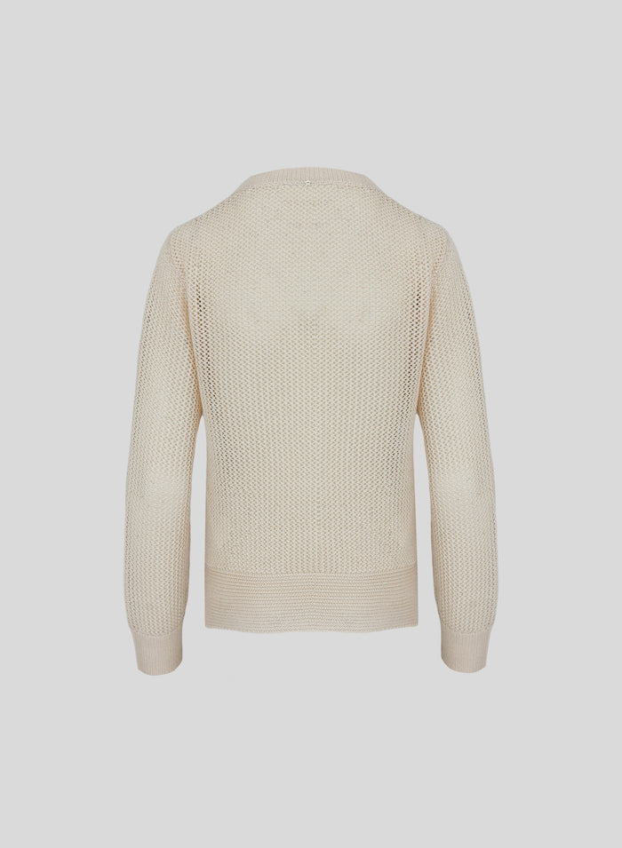 LINKS AND MESH STITCHED VISCOSE SWEATER WITH SEQUINS