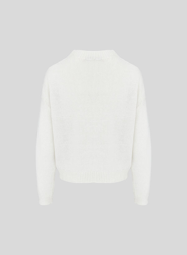 MAGLIA GIROCOLLO IN COTONE, LINO E SETA CON INTARSIO A STELLA