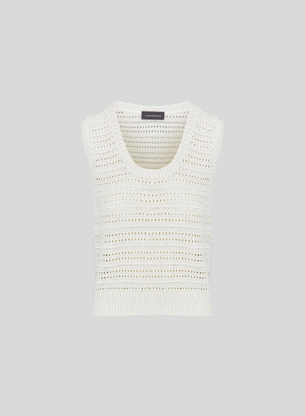 COTTON, LINEN, AND SILK OPENWORK STITCH VEST