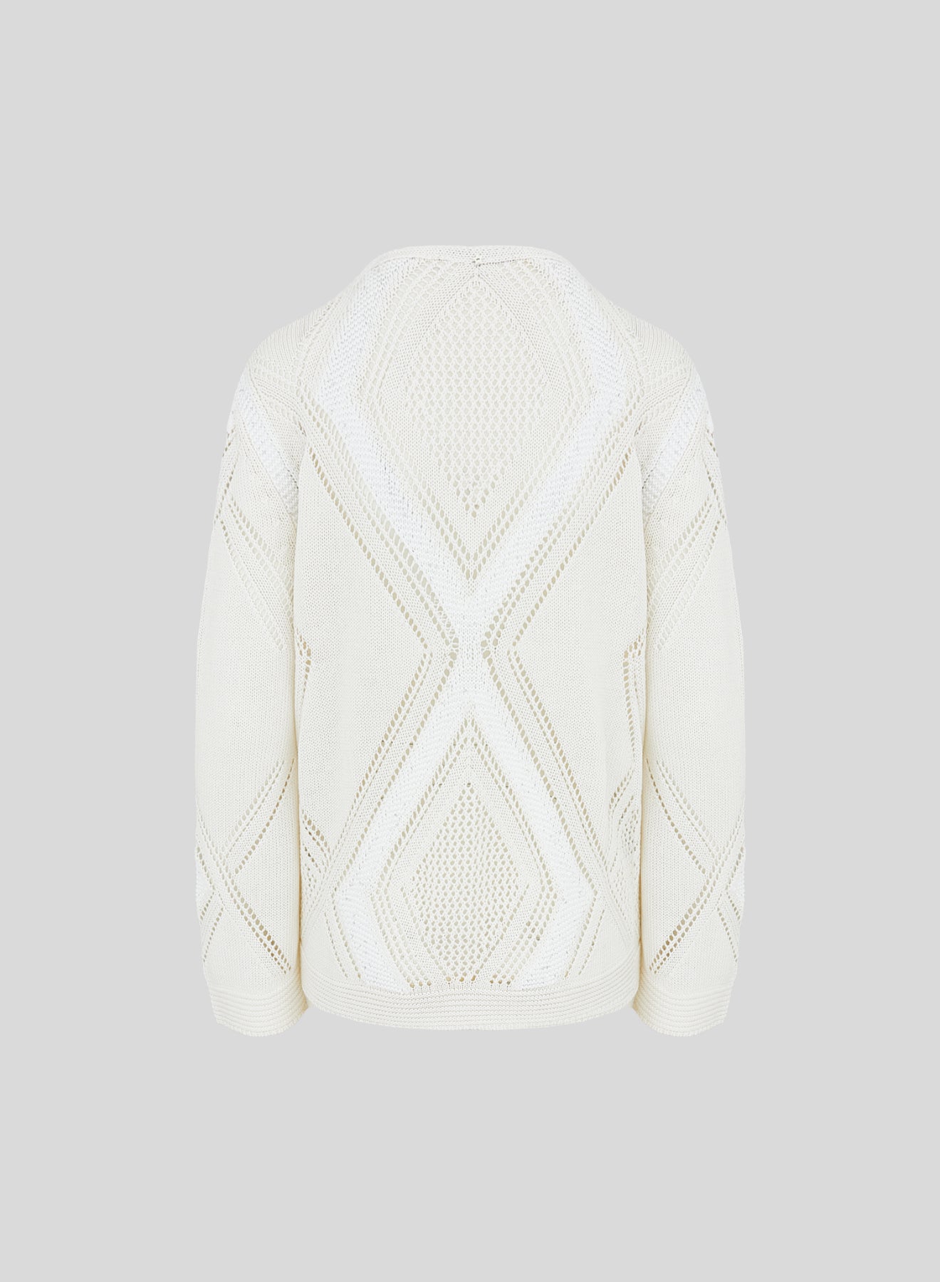COTTON, LINEN AND SILK SWEATER WITH CHEVRON DIAMOND PATTERN
