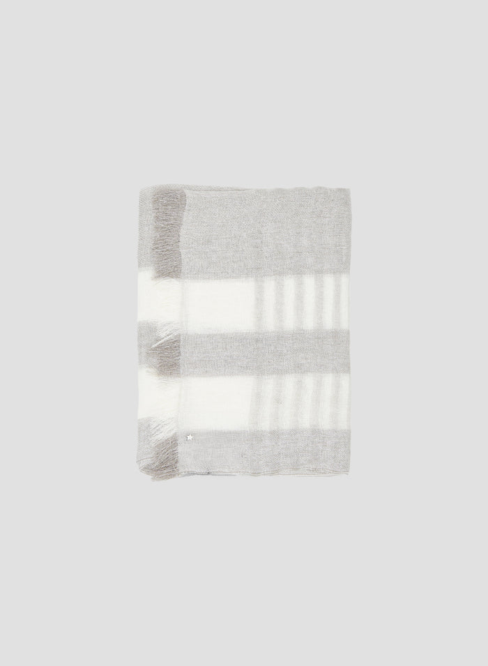 LINEN AND VISCOSE STRIPED SCARF