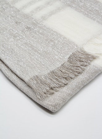 LINEN AND VISCOSE STRIPED SCARF