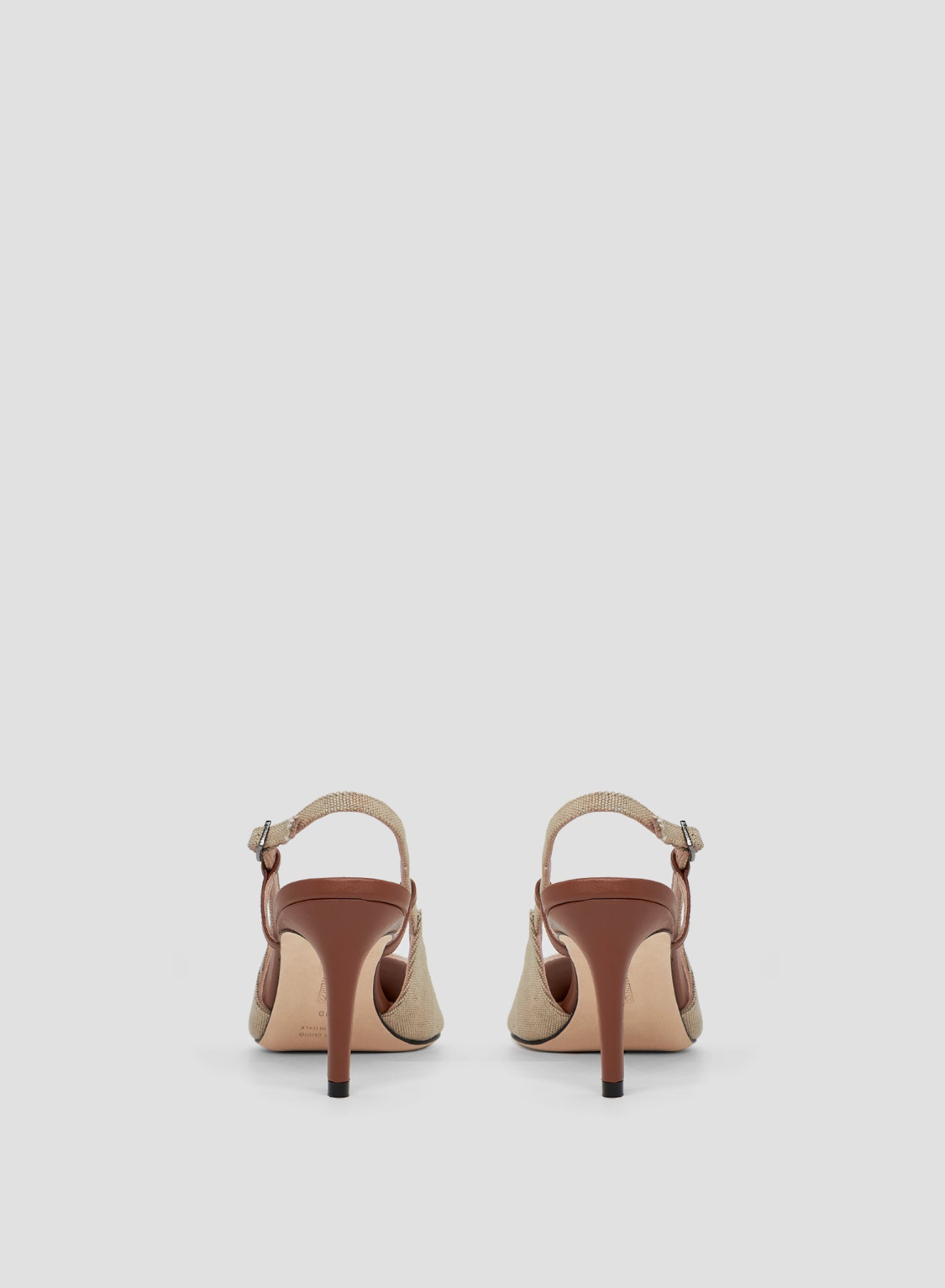 LEATHER AND CANVAS POINTED SLINGBACK