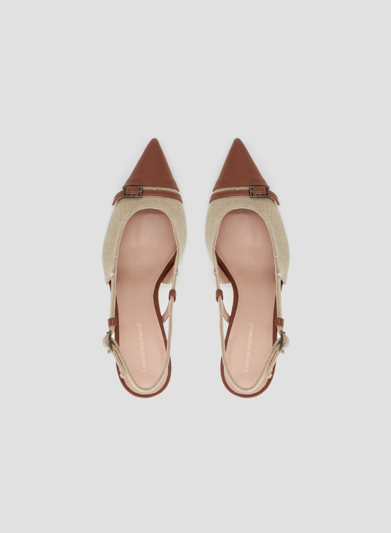 LEATHER AND CANVAS POINTED SLINGBACK