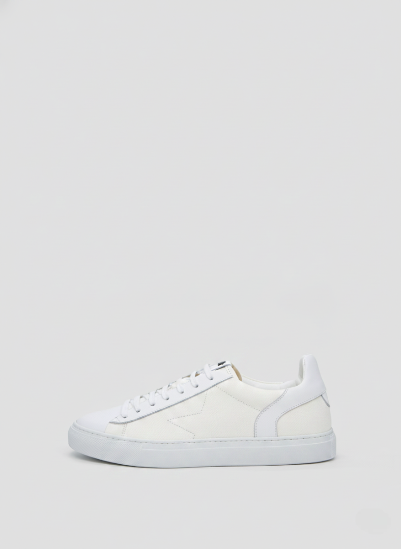 SNEAKERS PIATTE IN PELLE E TESSUTO