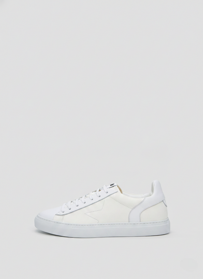 SNEAKERS PIATTE IN PELLE E TESSUTO