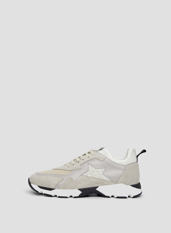 ICONIC LEATHER SNEAKERS WITH SEQUIN EMBROIDERY