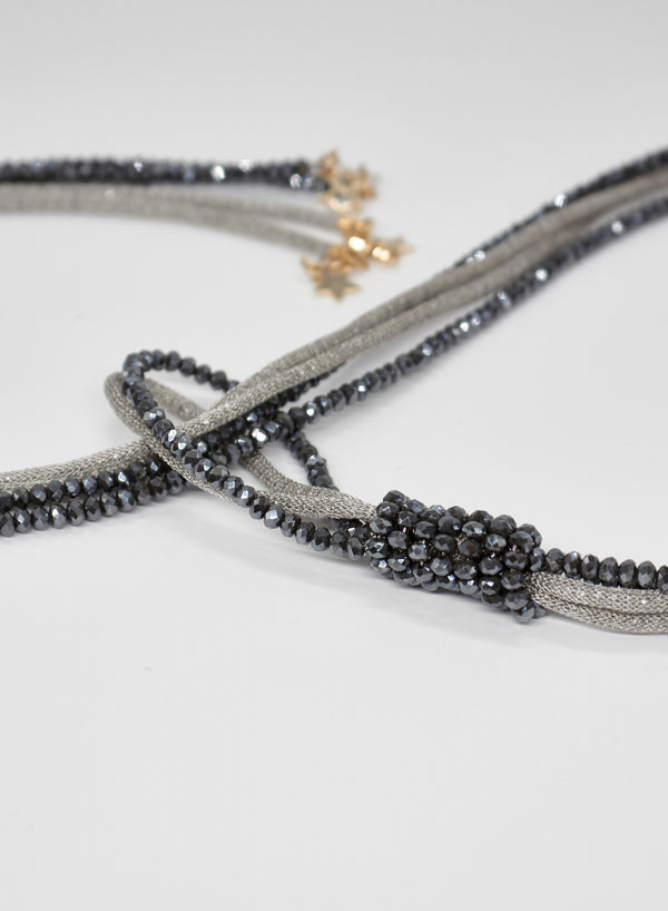 COLLANA IN VETRO E OTTONE
