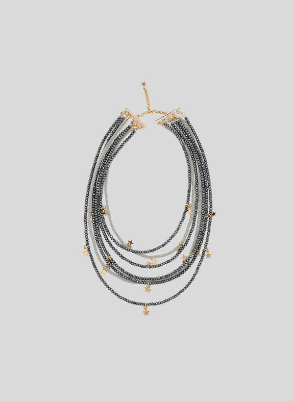 COLLANA IN VETRO E OTTONE