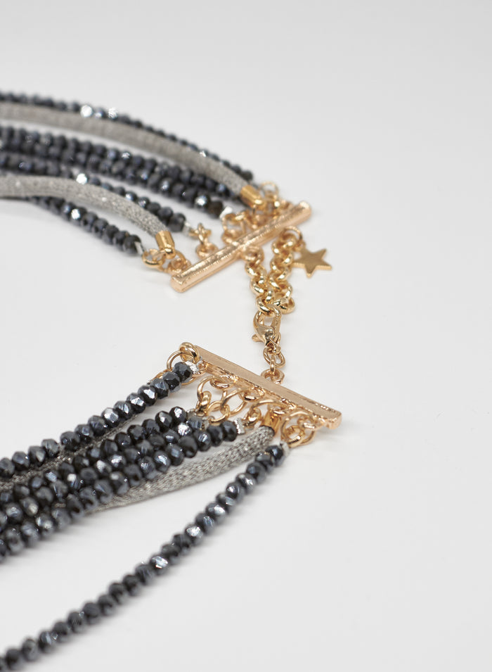 COLLANA IN VETRO E OTTONE
