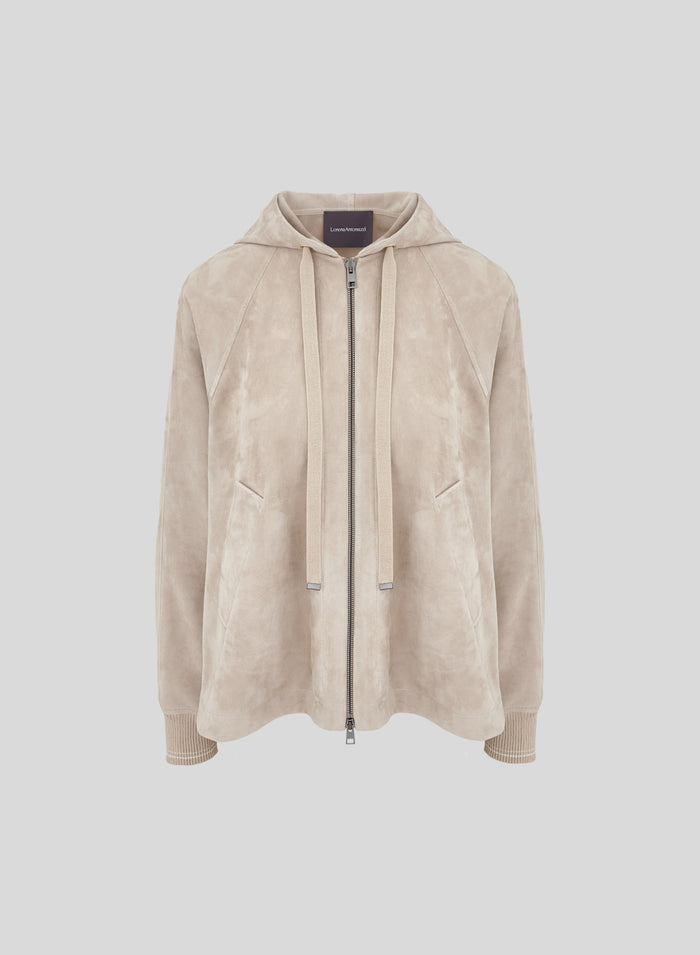 LEATHER HOODED JACKET