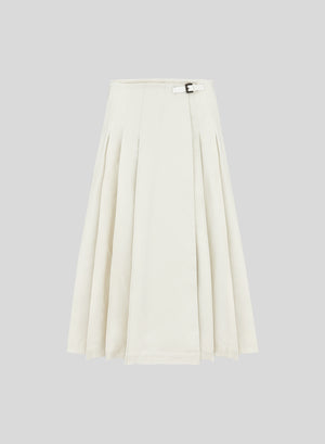 GONNA MIDI PLISSE IN CANVAS DI COTONE STRETCH