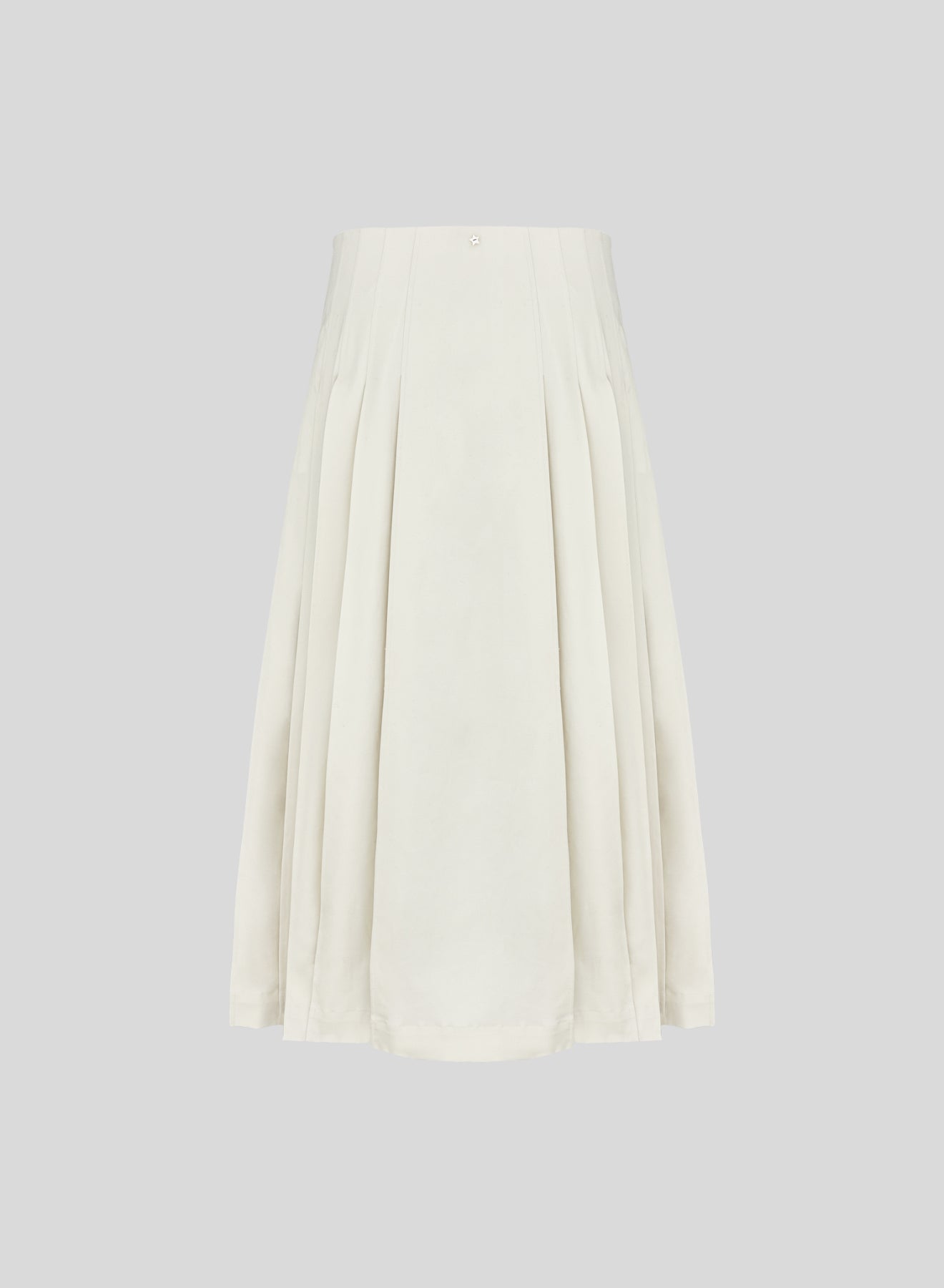 STRETCH COTTON CANVAS PLISSE MIDI SKIRT