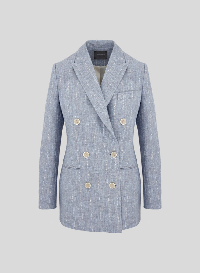 LINEN BLEND JACKET WITH SEQUINS PINSTRIPES