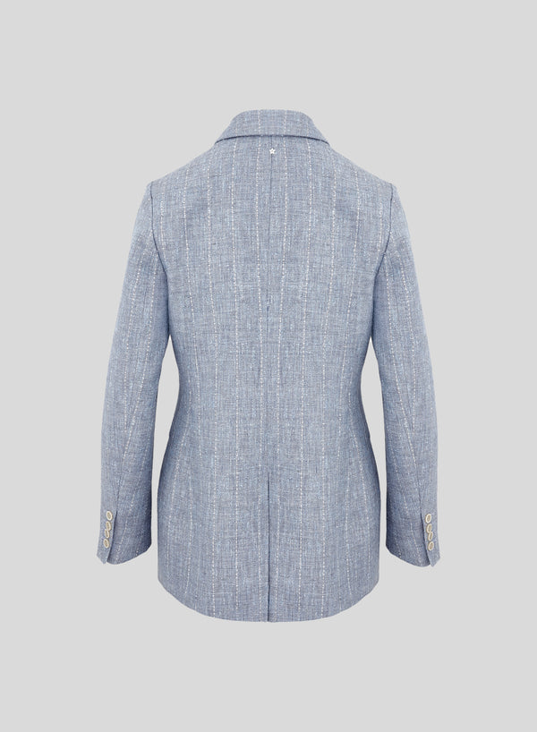 LINEN BLEND JACKET WITH SEQUINS PINSTRIPES