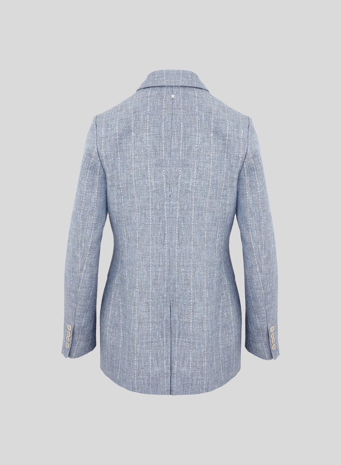 LINEN BLEND JACKET WITH SEQUINS PINSTRIPES